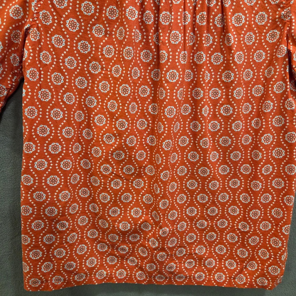 LOFT Geometric Floral Blouse Top Womens XS Puff Sleeve Casual Office Mod - Picture 6 of 12